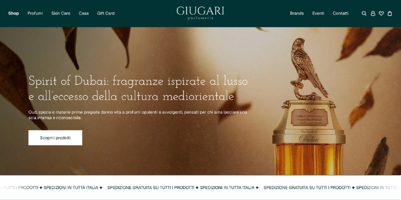 Schermata del sito Giugari