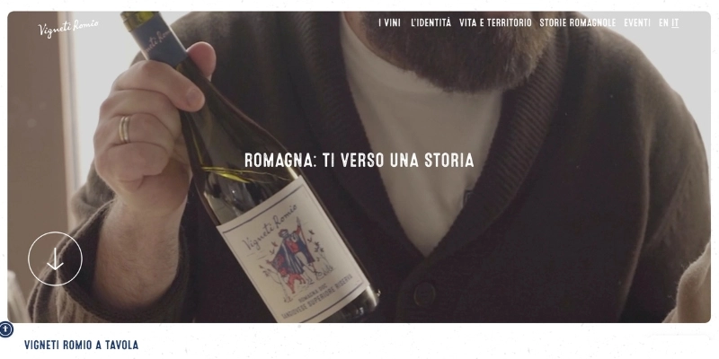 Schermata del sito Vigneti Romio
