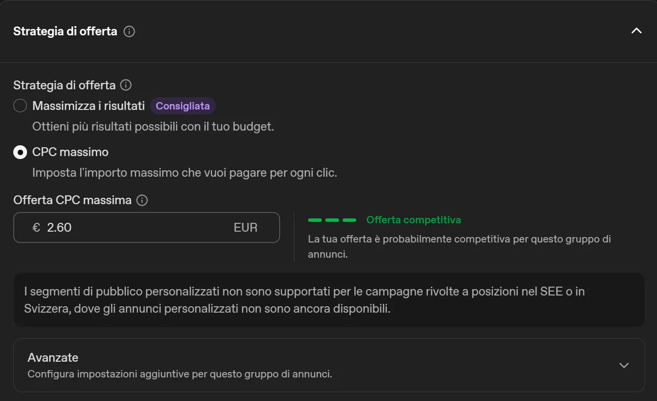 ChatGPT Ads Manager: strategia di offerta