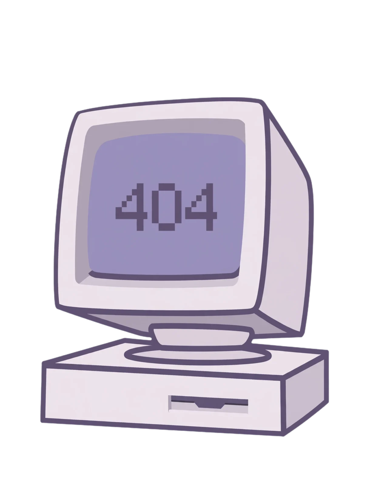 Illustrazione di un computer con la scritta 404